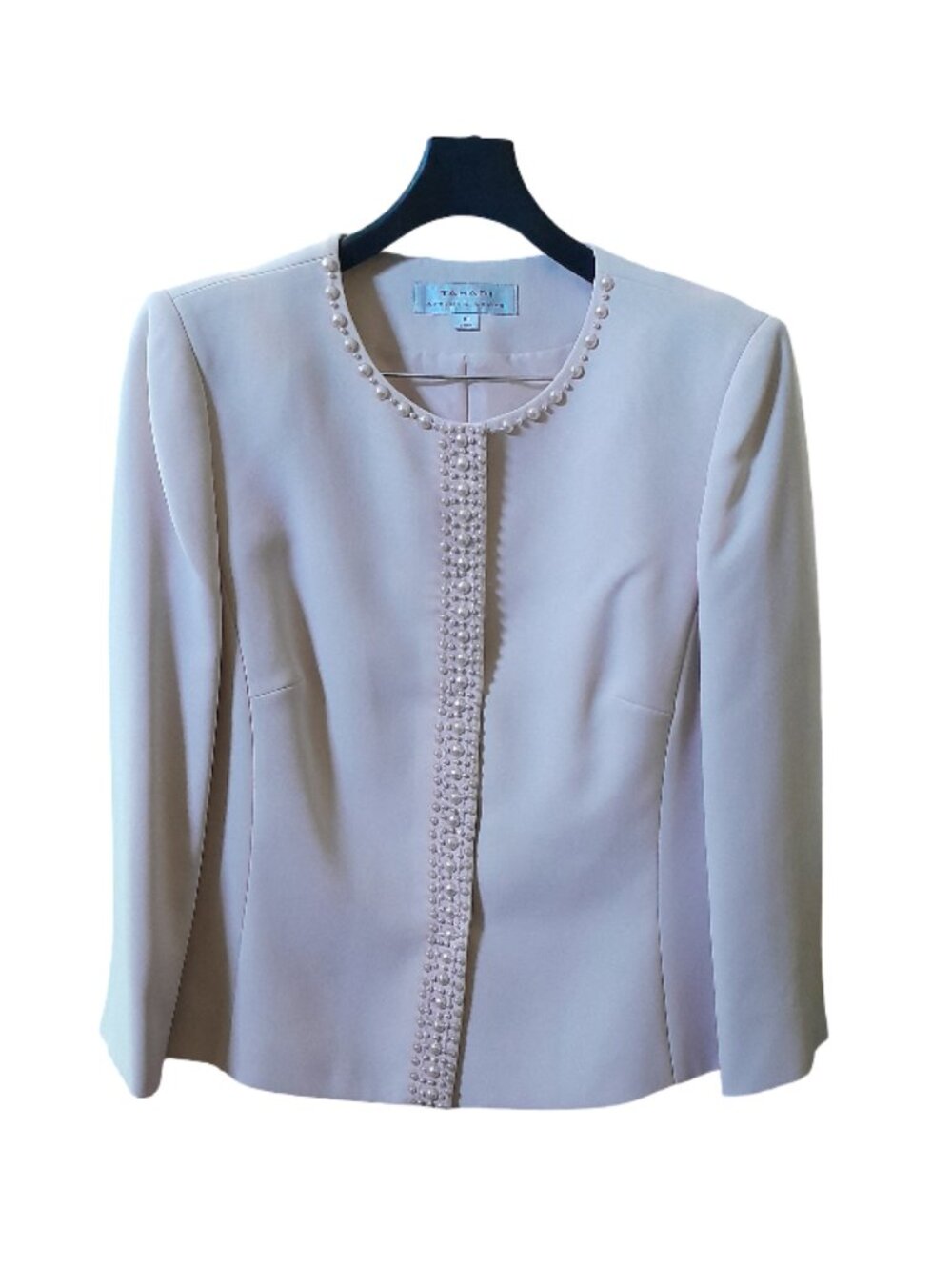 Tahari Women's Elegant Pearl Beaded Skirt Suit Set